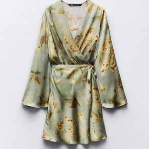 Zara Printed Satin Effect Pareo Dress Small